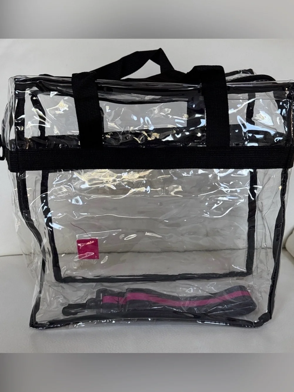 Clear Carry Bag with Black Trim and Pink Logo (tmobile)